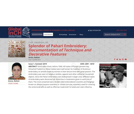 Splendor of Pahari Embroidery: Documentation of Technique and Decorative Features