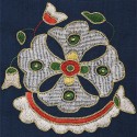 Blue Handloom Pahari Embroidered Cotton Patch