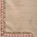 Brown Tussar Pahari Embroidered Reversible Silk Fabric