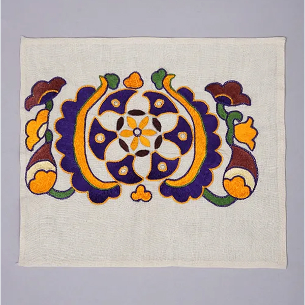 Off White Handloom Pahari Embroidered Cotton Patch