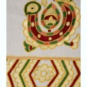Off White Handloom Pahari Embroidered Cotton Patch with Border