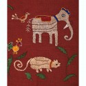 Red Handloom Pahari Embroidered Border Cotton Patch