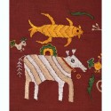 Red Handloom Pahari Embroidered Border Cotton Patch