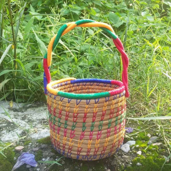 Pine Needle Grass Basket With Handle