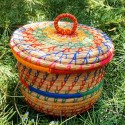 Pine Needle Grass Small Basket With LID